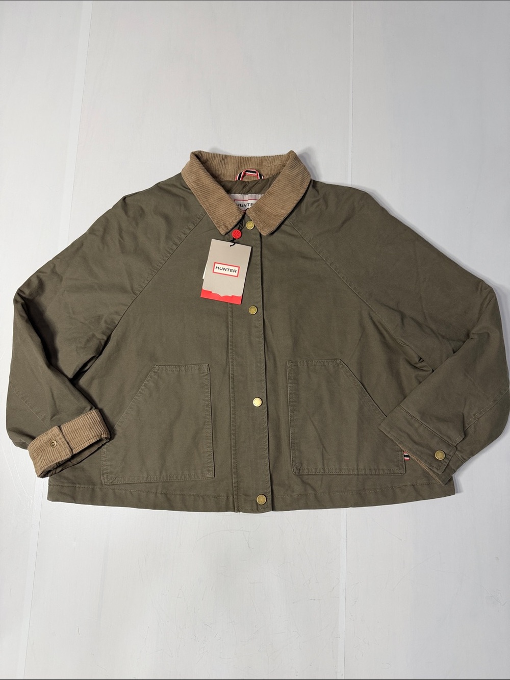 Hunter Corduroy Collar Raglan Sleeve Cotton Barn Jacket S NWT